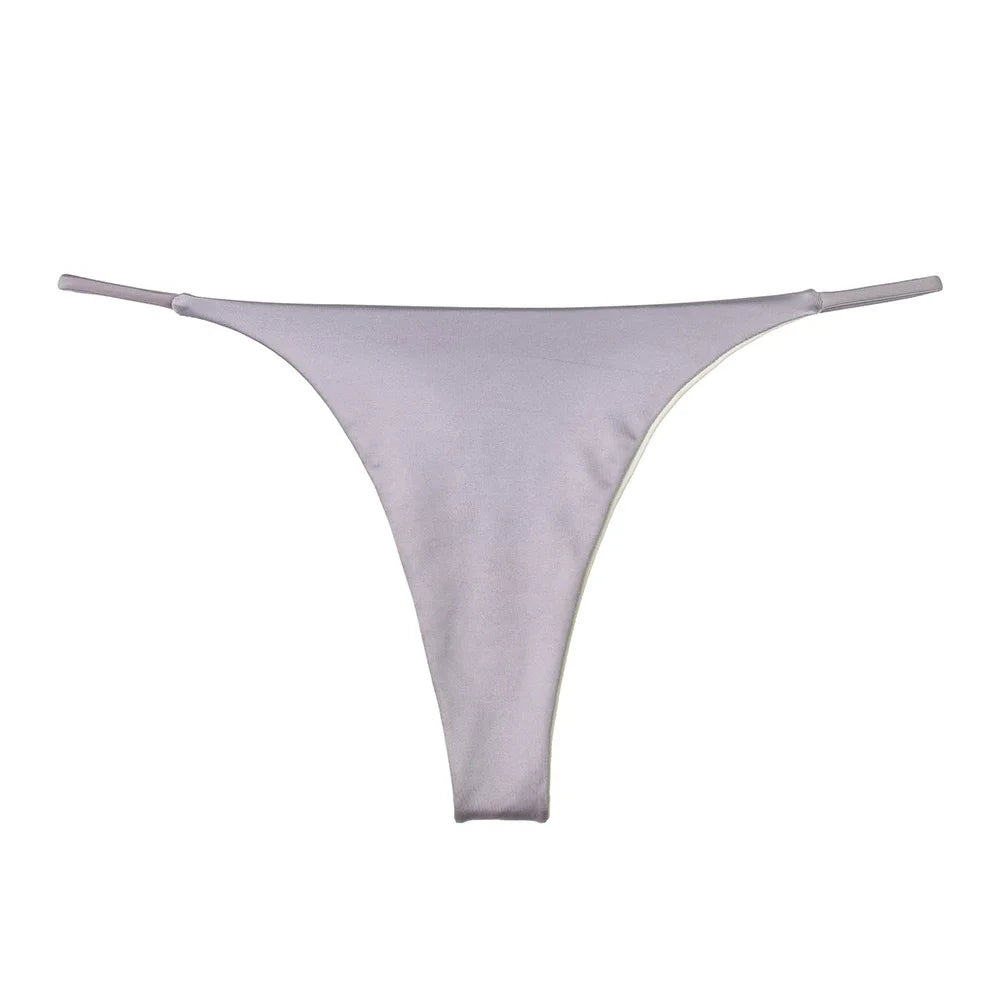 Women Smooth Satin Skin-friendly Sexy Lingerie Seamless G-string Panties Breathable Briefs Underwear Low Waist Bikini Thongs - Colouronova