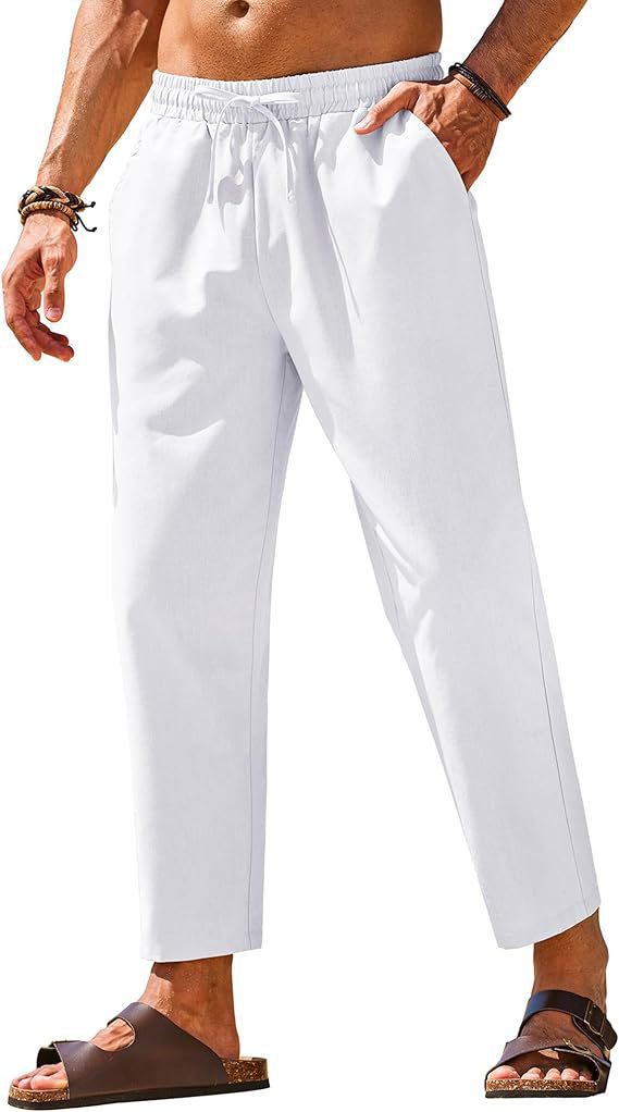 Men's Linen Drawstring Casual Pants Colouronova