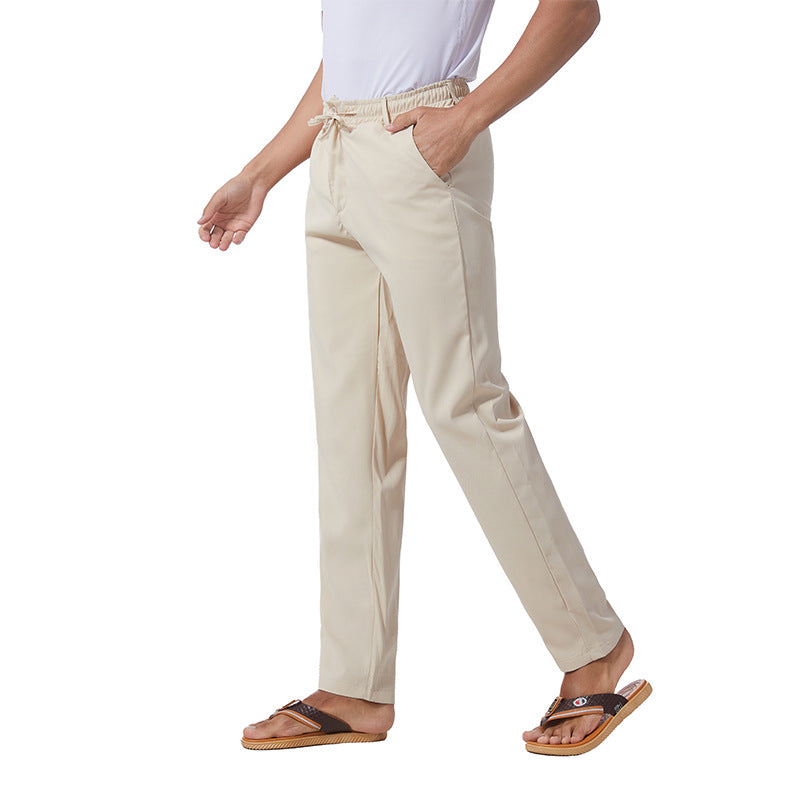 Men's Solid Color Linen Cotton Casual Pants Colouronova