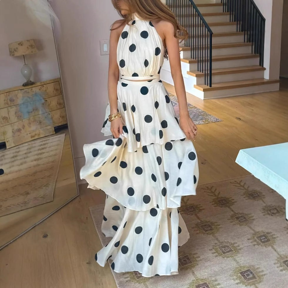 Polka Dot Halter Neck Dress Colouronova
