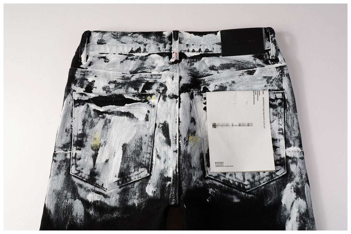 Hole-punched oil painting jeans Colouronova
