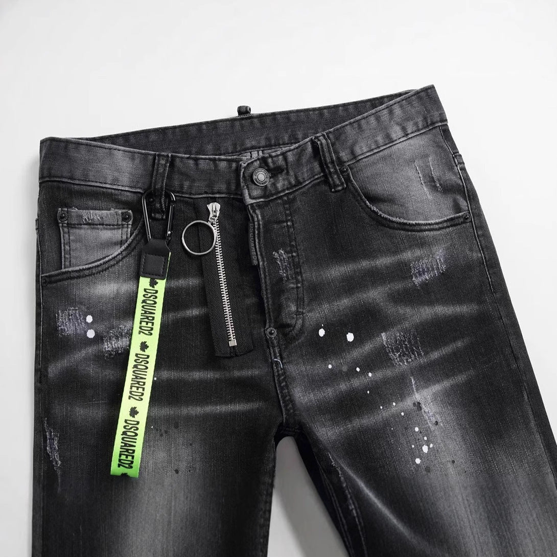 Personality ripped black pants Colouronova