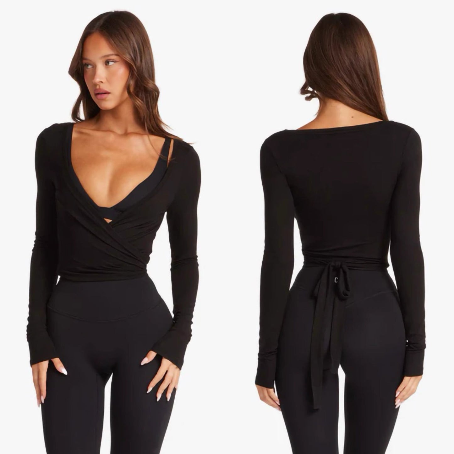Women's Long Sleeve Strappy Yoga Top for Fitness Colouronova