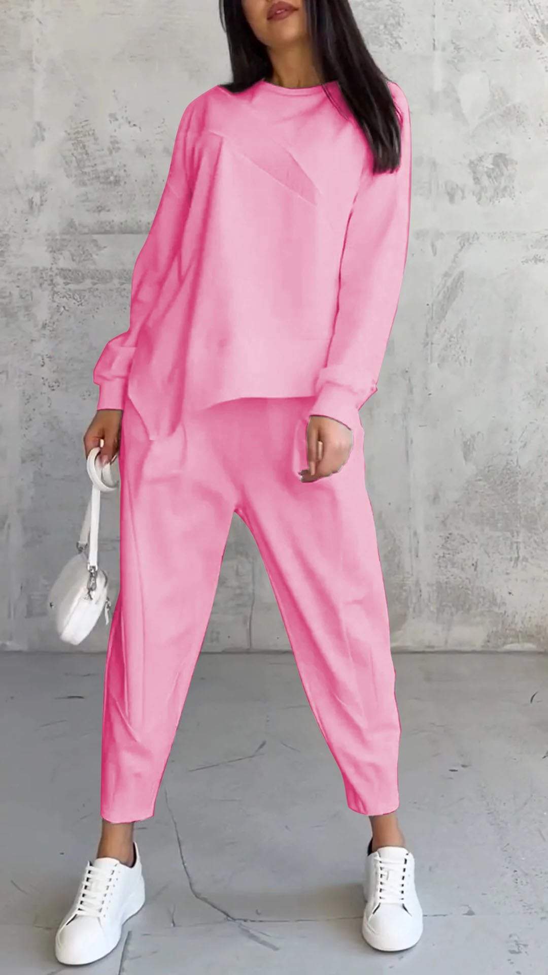 Womens Casual Round Neck Loose Long Sleeve Sweatshirt Suit Colouronova